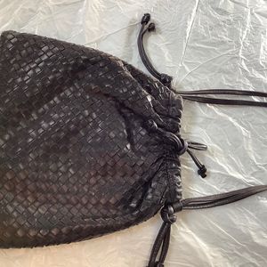 Black leather Intrecatto purse